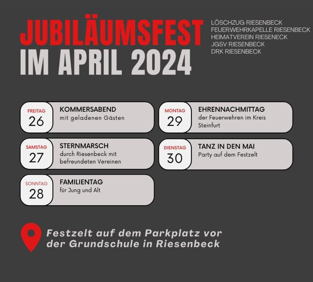 Jubiläumsfest im April 2024